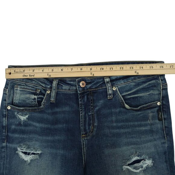 Silver Jeans Beau Denim Distressed Ripped Womens 31x28 Mid Rise Cuffed Hem - Picture 3 of 15